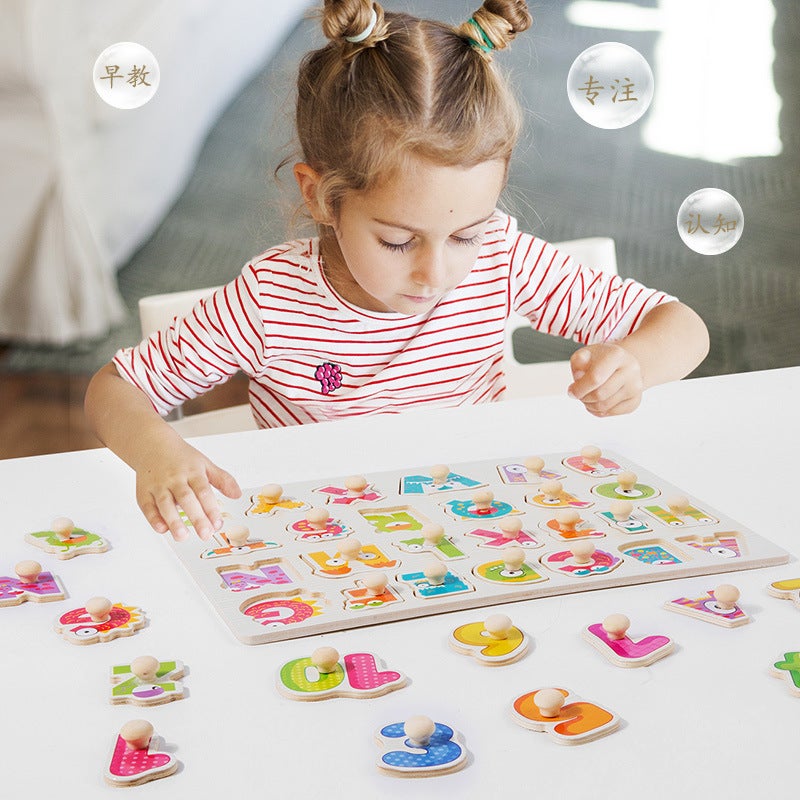 Wooden Hand-Held Jigsaw Puzzle Cognitive Jigsaw Puzzle Panel For Children Aged 1-3 - Image 2